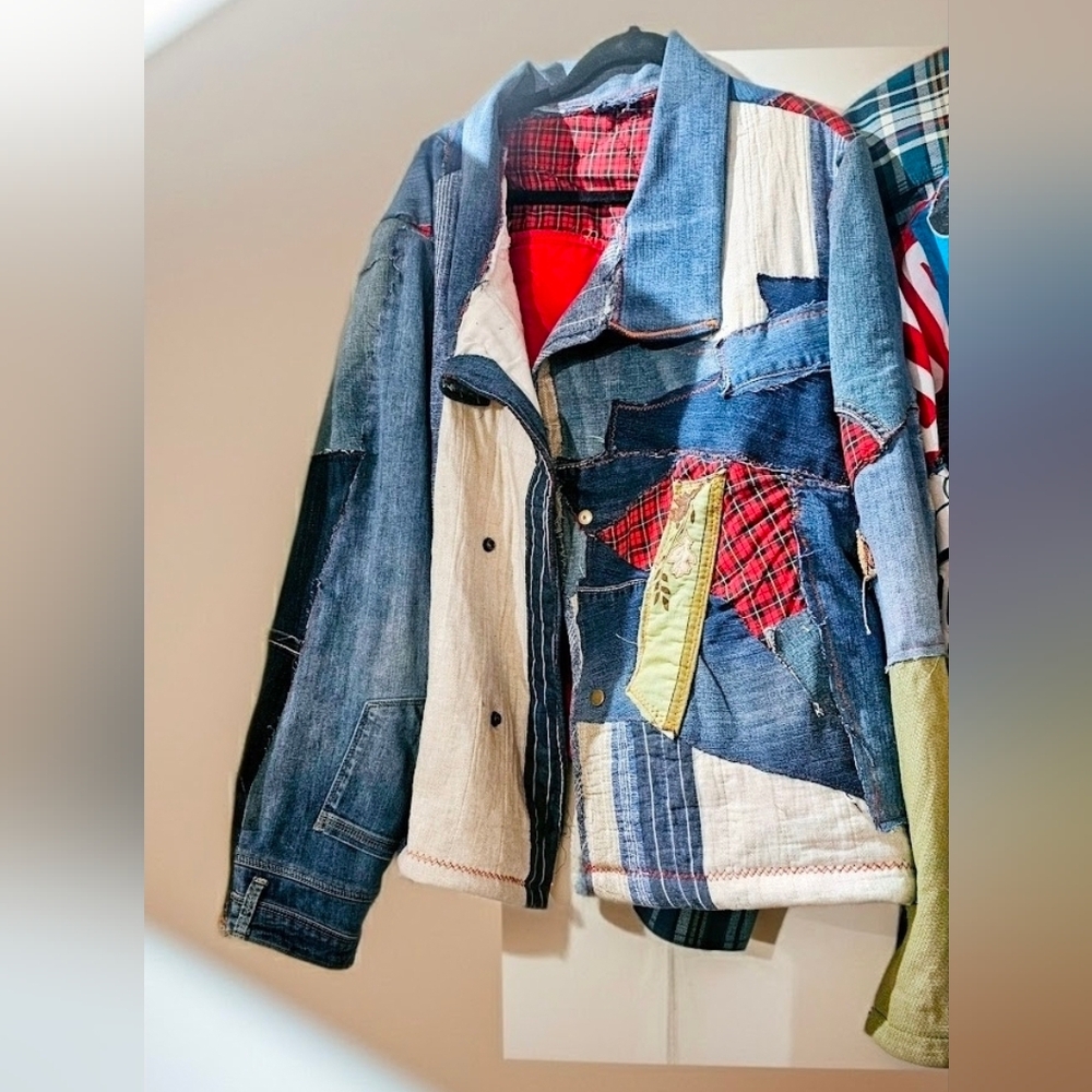 Colorful Patchwork Bomber Jacket - image 3